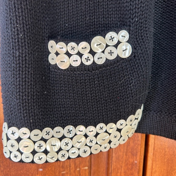 Karen Kane Black Sweater Vest with White buttons - Picture 2 of 4